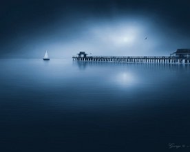 Pelicat Pier Sailboat Blue Light