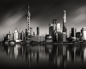 Shanghai Skyline Reftections Platin 1600