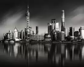 Shanghai Skyline Reftections Platin 276w