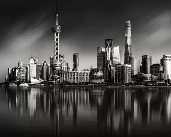 Shanghai Skyline Reftections Platin 552w
