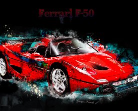 Ferrari F 50 abstract black painting