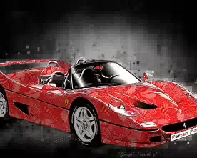 Ferrari F 50 red pattern black background 276w