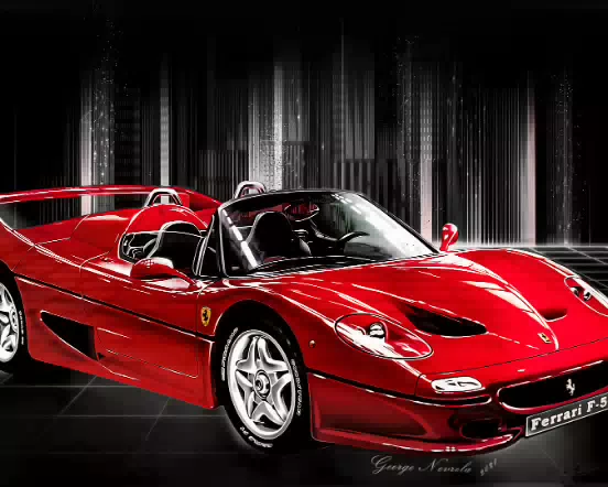 Ferrari F50 red skyline background 552w