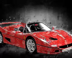 Ferrari F50 red pattern black background 276w