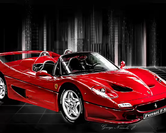 Ferrari F50 red skyline background 552w